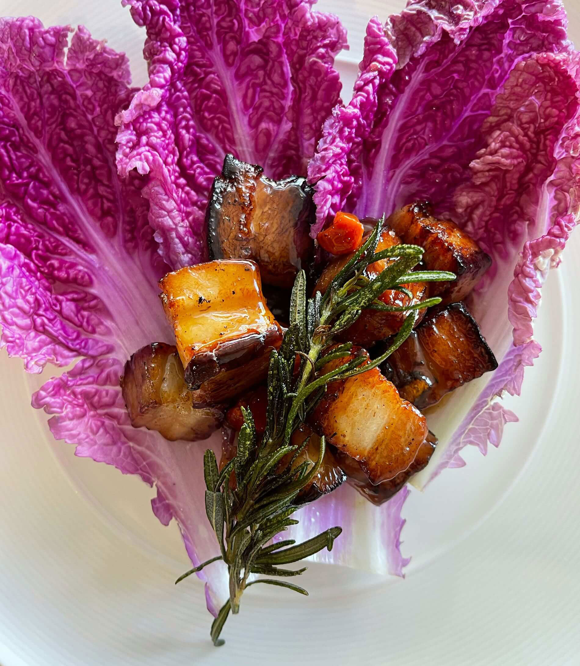 Fresh organic produce and greens styled for the OK&M kitchen